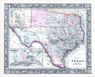 Texas, World Atlas 1864 Mitchells New General Atlas